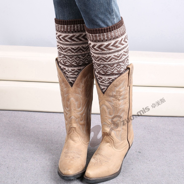 Bohemia Leg Covering Sheath Yarn Knit Jacquard Warm L-shaped Socks